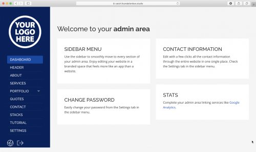 Admin area Editable Dashboard